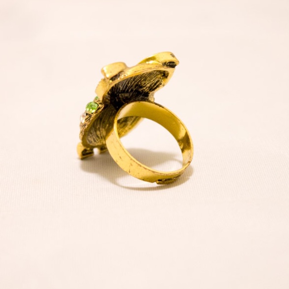 Sparkly Green Yellow Owl adjustable Ring! - Picture 2 of 3